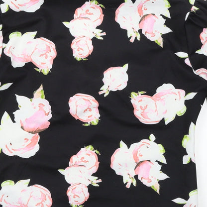 SheIn Womens Black Floral  Basic Blouse Size M