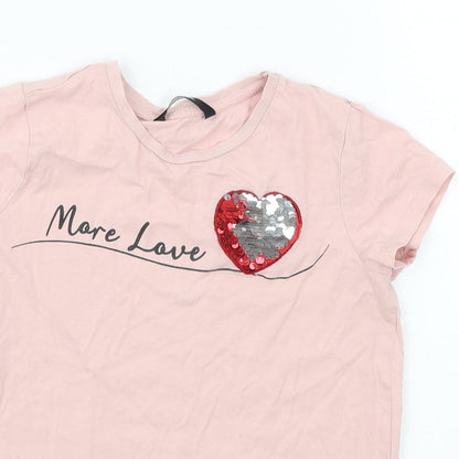 George Girls Pink   Basic T-Shirt Size 7-8 Years