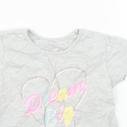 Primark Girls Grey   Basic T-Shirt Size 4-5 Years