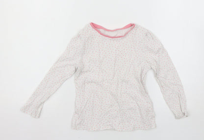 Front view of George girls’ white spotted basic t-shirt, size 6-7, years