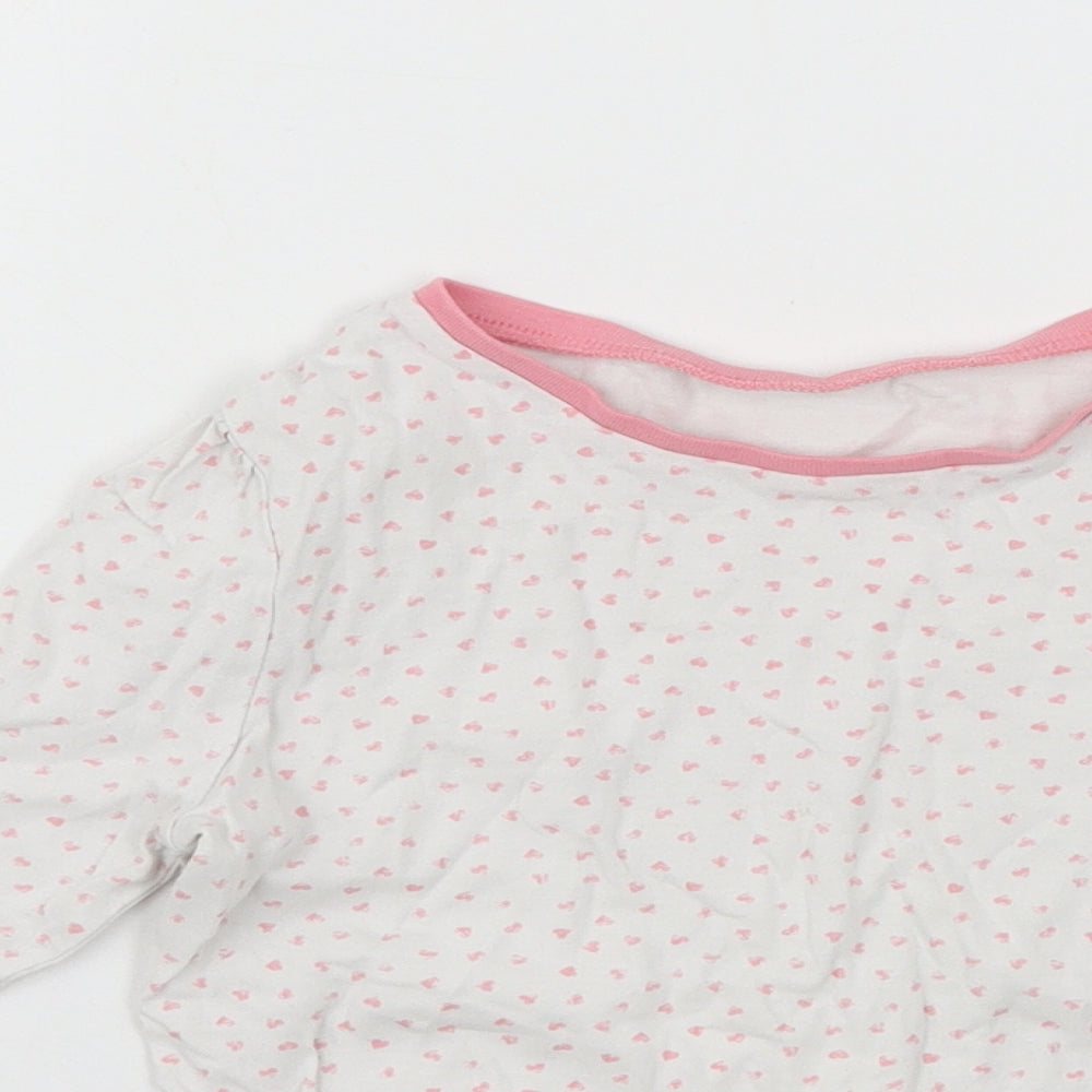 Close-up detail of George girls’ white spotted basic t-shirt, size 6-7, years