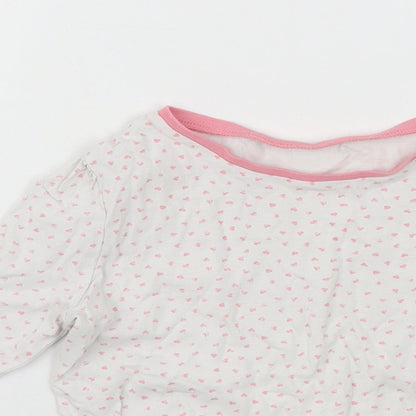 Close-up detail of George girls’ white spotted basic t-shirt, size 6-7, years