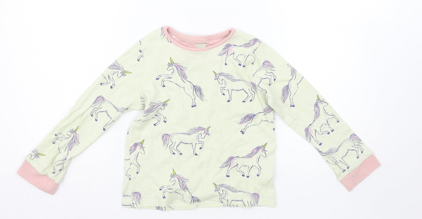John Lewis Girls Multicoloured Solid  Top Pyjama Set Size 7 Years