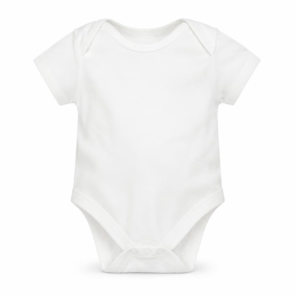 Front view of Primark girls’ white babygrow one-piece, size 3-6, months