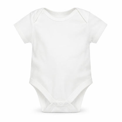 Front view of Primark girls’ white babygrow one-piece, size 3-6, months