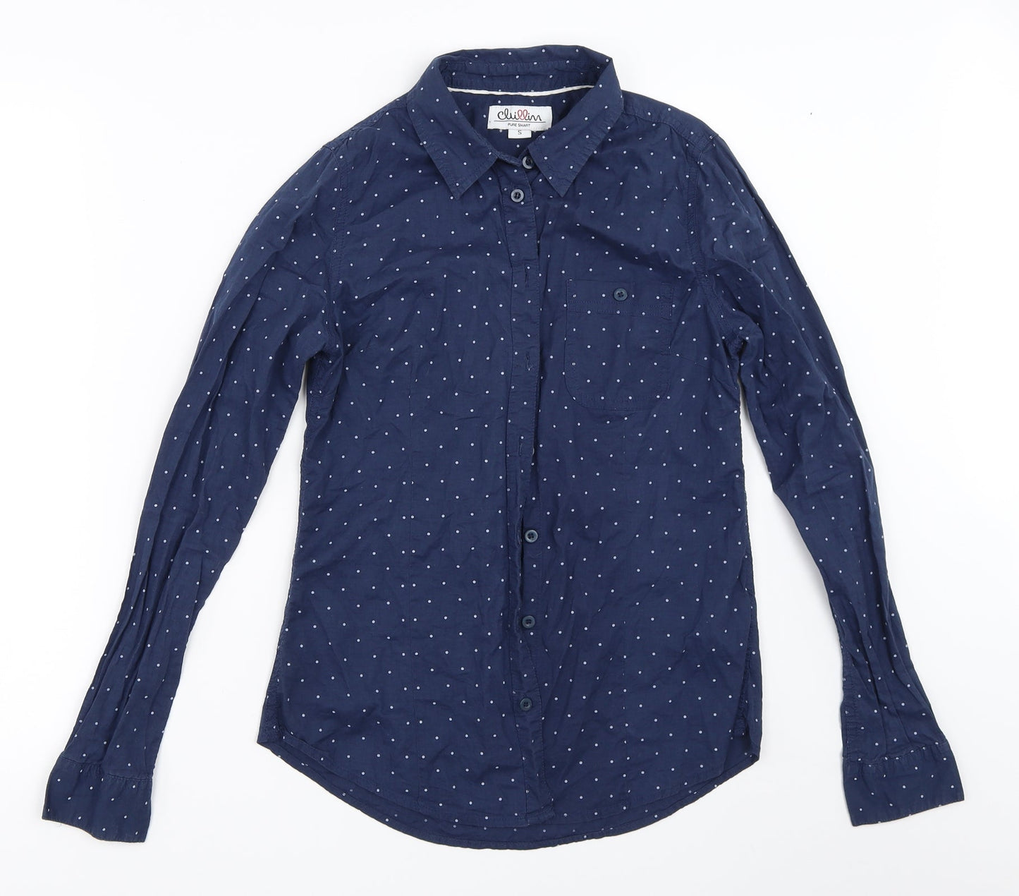 Womens UK Size S Preworn Blue Basic Button-Up