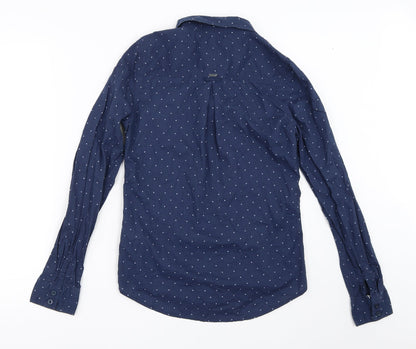 Womens UK Size S Preworn Blue Basic Button-Up