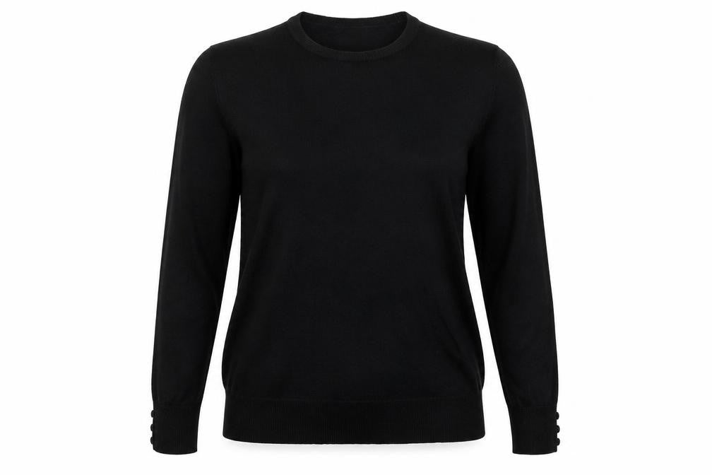 Front view of BHS women’s black jumper, size UK 16