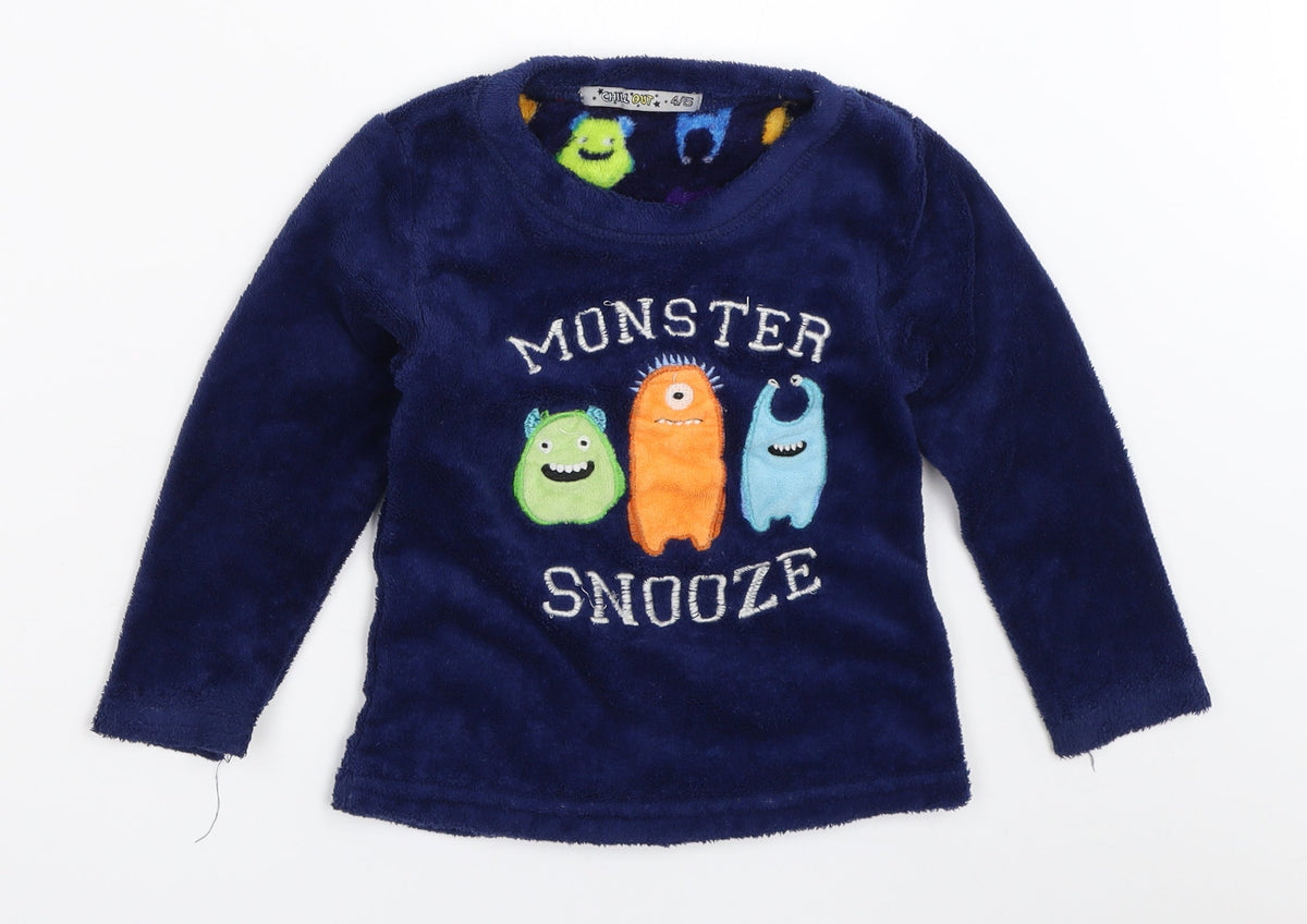 Additional front view of Preworn boys’ blue solid pyjama top, size 4-5, years