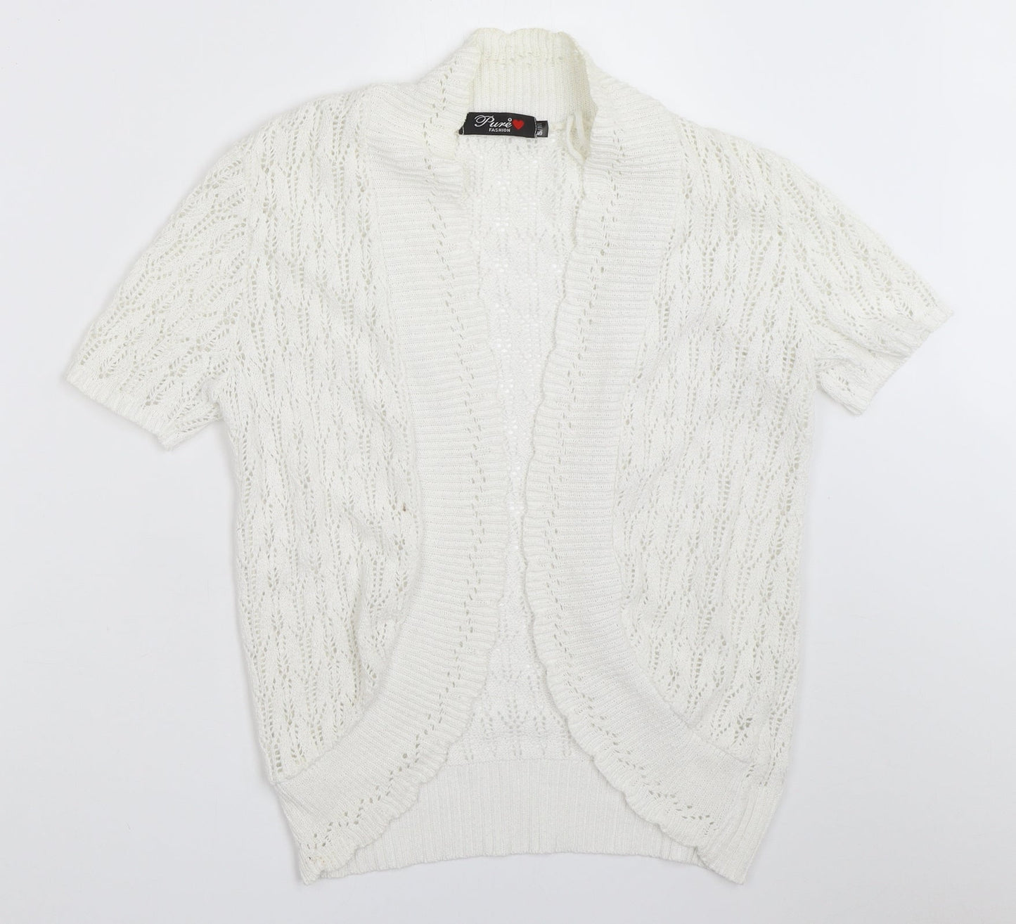 Womens UK Size S Pure Fashion White Cardigan Jumper