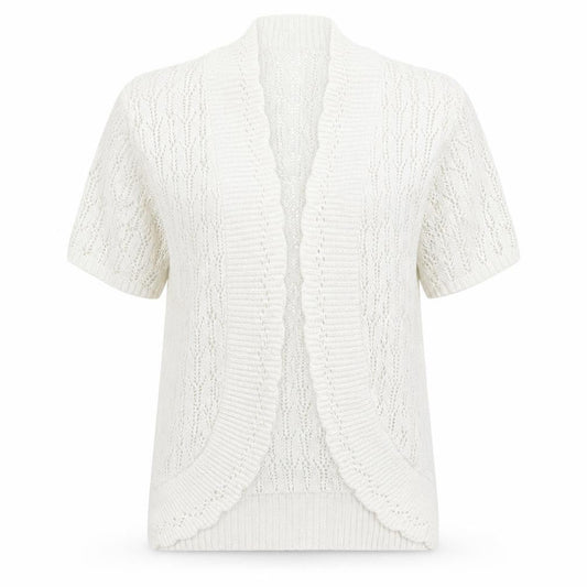 Front view of Pure Fashion women’s white cardigan jumper, size S