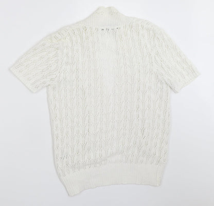 Womens UK Size S Pure Fashion White Cardigan Jumper
