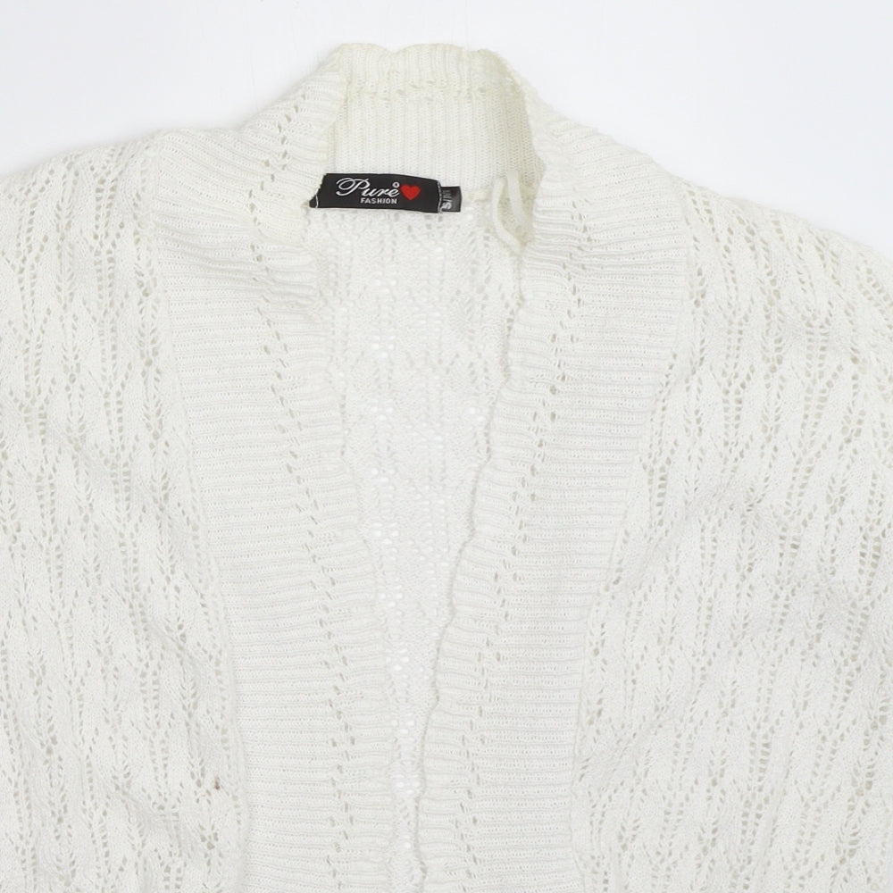 Womens UK Size S Pure Fashion White Cardigan Jumper