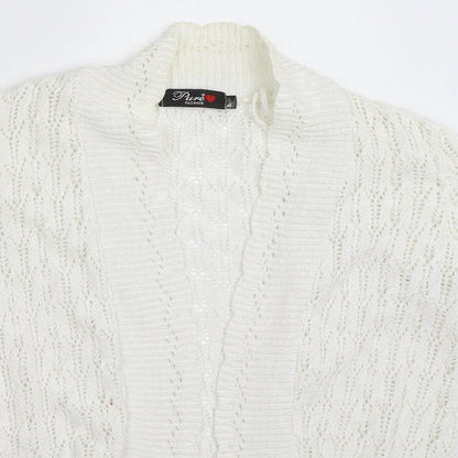 Womens UK Size S Pure Fashion White Cardigan Jumper