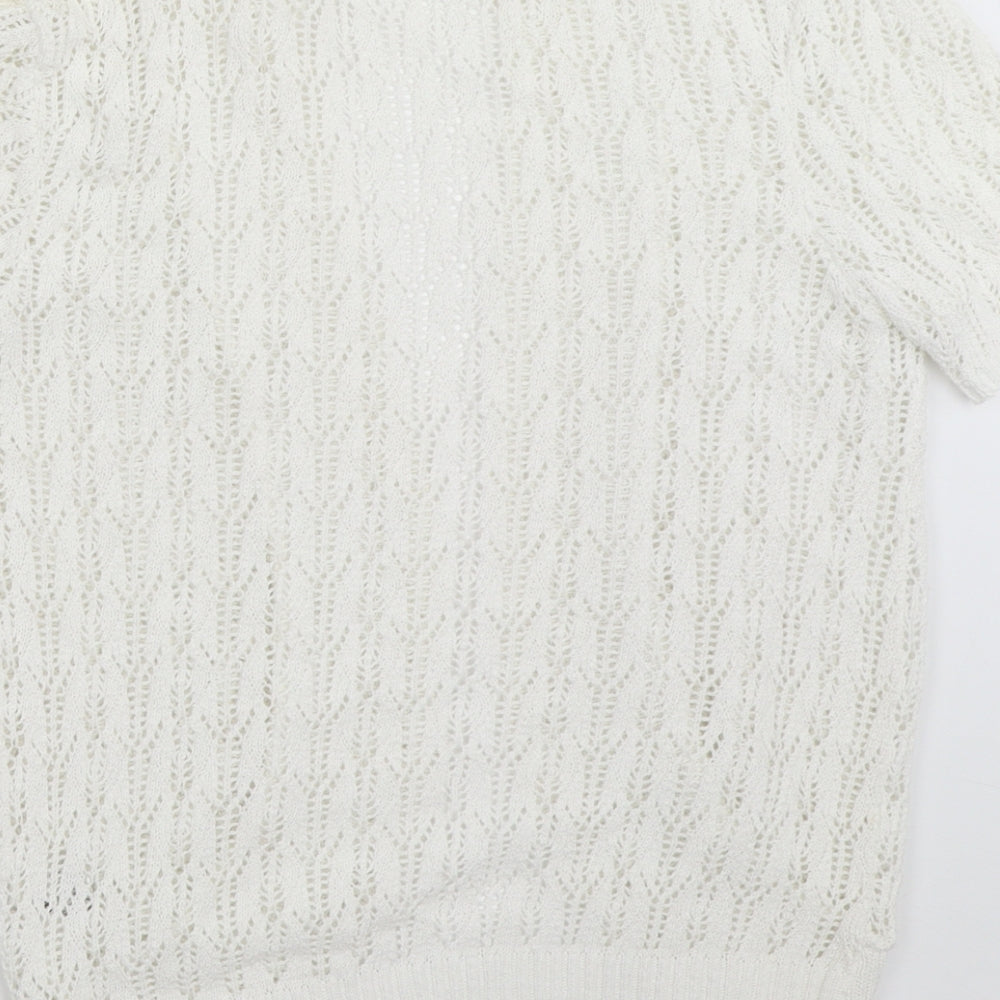 Womens UK Size S Pure Fashion White Cardigan Jumper