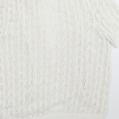 Womens UK Size S Pure Fashion White Cardigan Jumper