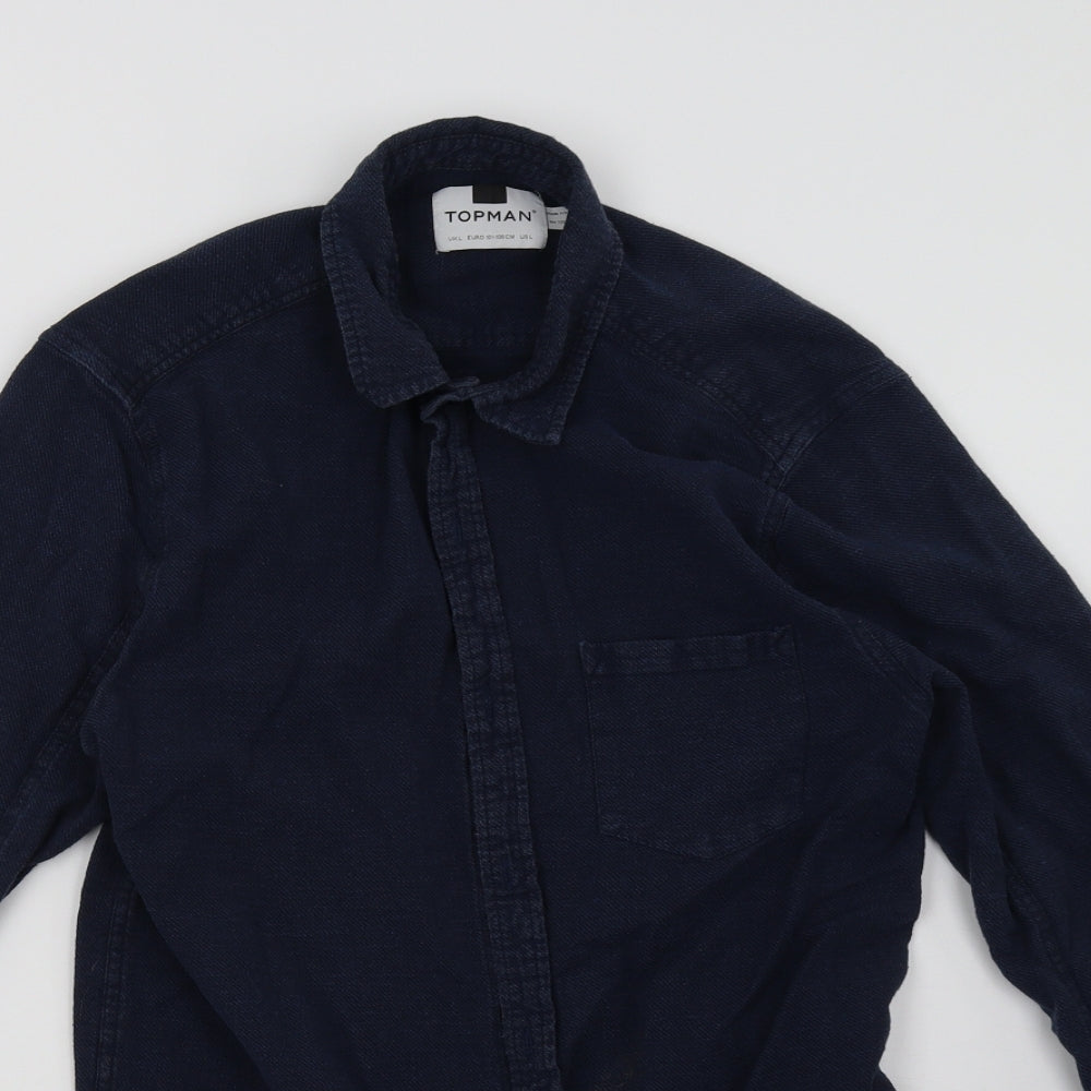 Topman Mens Blue    Button-Up Size L