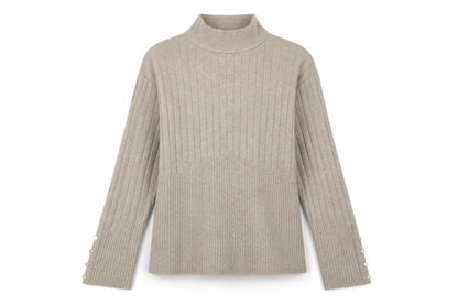 Front view of Marks & Spencer women’s beige pullover sweatshirt, size UK 14