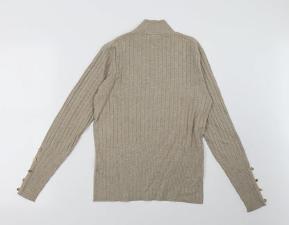 Back view of Marks & Spencer women’s beige pullover sweatshirt, size UK 14
