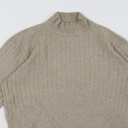Close-up detail of Marks & Spencer women’s beige pullover sweatshirt, size UK 14