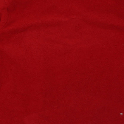 Brand and care label for Old Navy women’s red pullover sweatshirt, size M