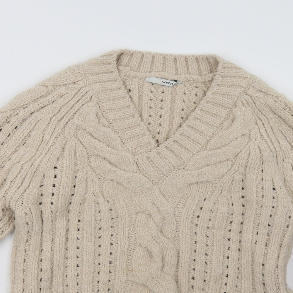 Close-up detail of George women’s beige pullover sweatshirt, size S
