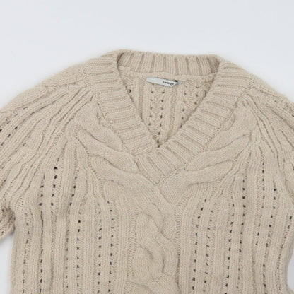 Close-up detail of George women’s beige pullover sweatshirt, size S