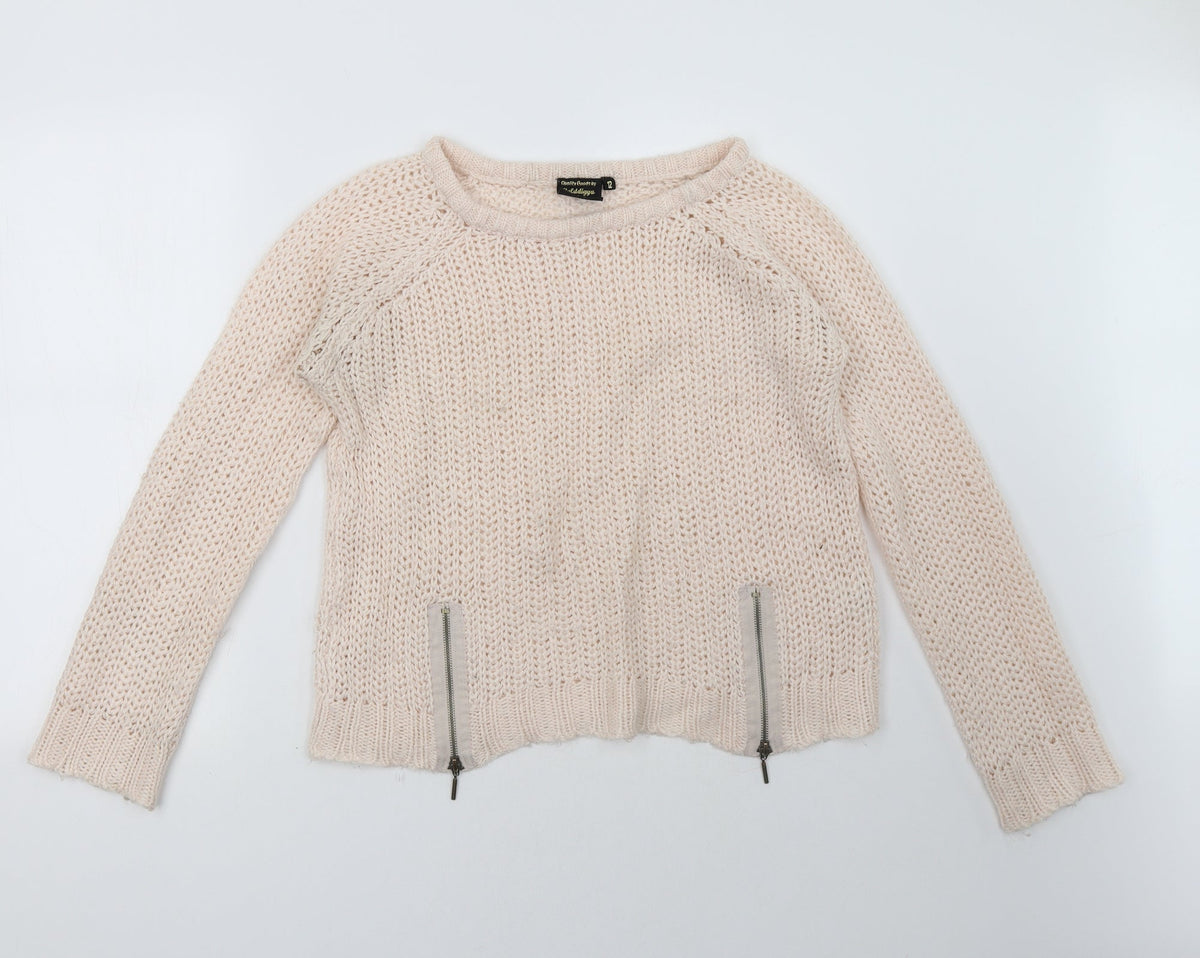 Additional front view of Golddigga women’s pink pullover sweatshirt, size UK 12