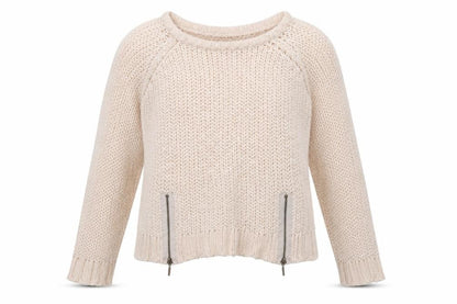 Front view of Golddigga women’s pink pullover sweatshirt, size UK 12