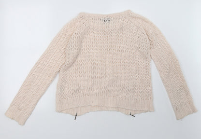 Back view of Golddigga women’s pink pullover sweatshirt, size UK 12