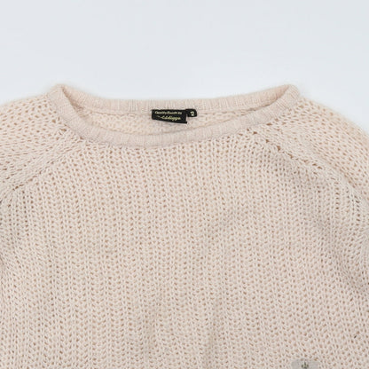 Close-up detail of Golddigga women’s pink pullover sweatshirt, size UK 12
