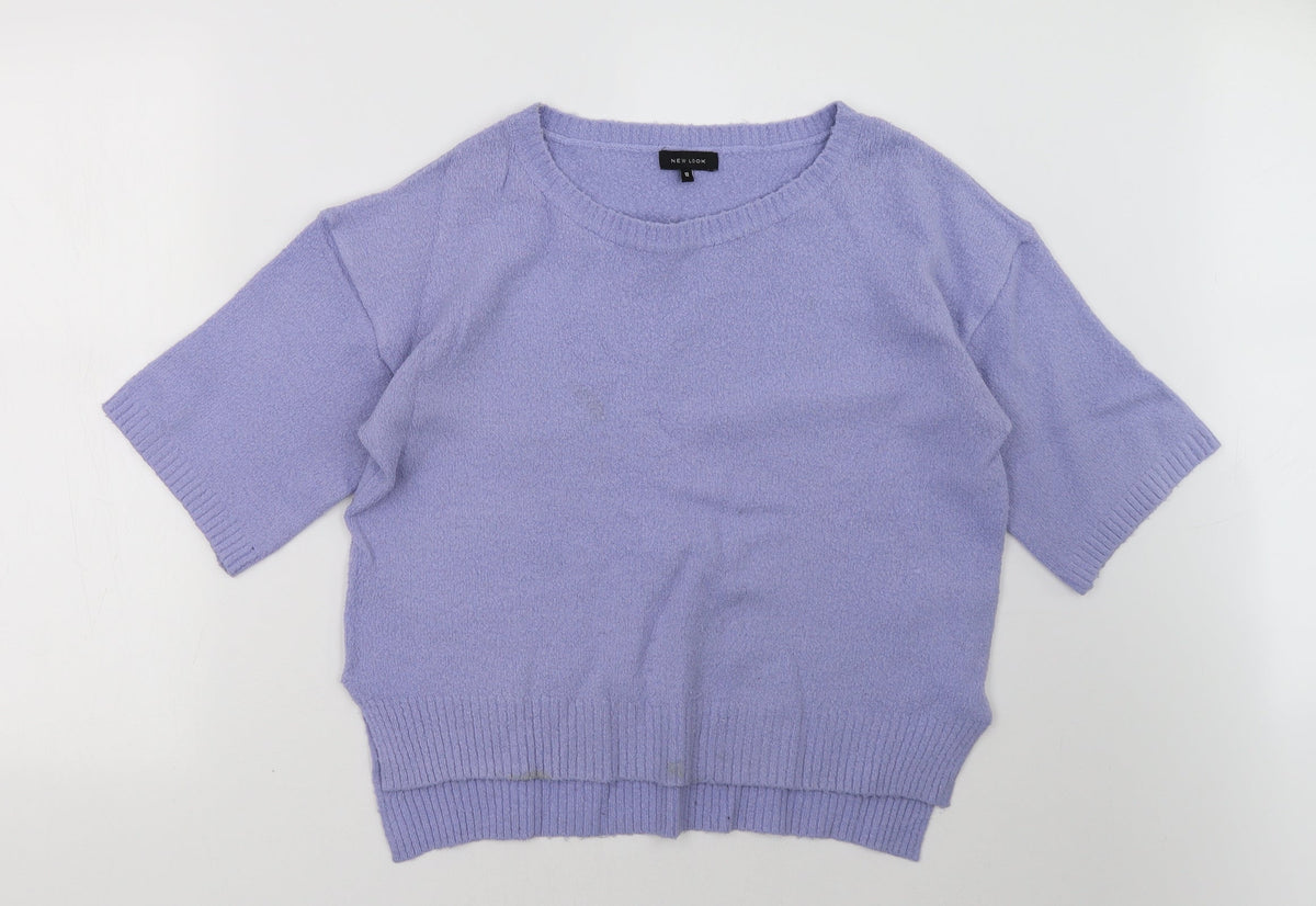 Additional front view of New Look women’s purple pullover sweatshirt, size UK 12