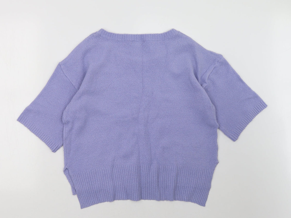 Back view of New Look women’s purple pullover sweatshirt, size UK 12