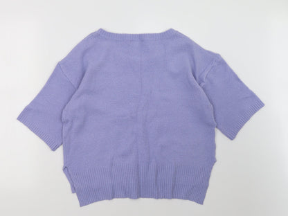 Back view of New Look women’s purple pullover sweatshirt, size UK 12