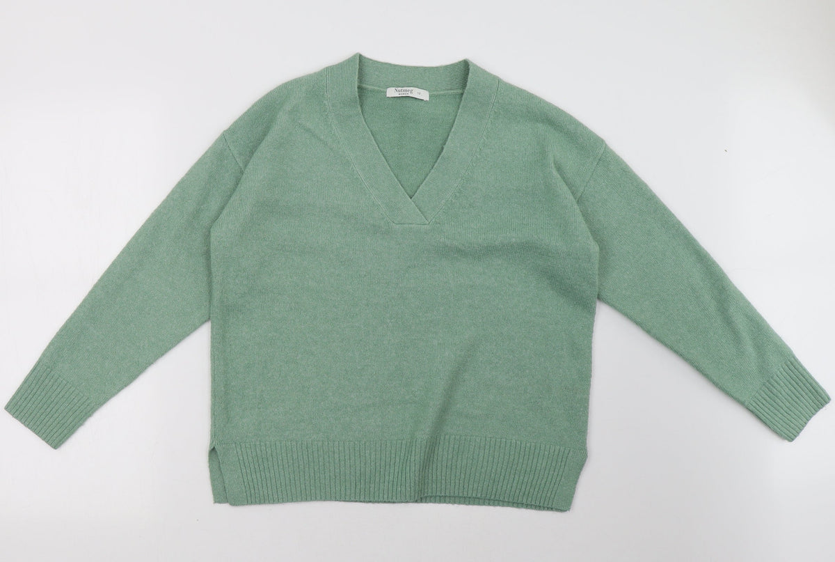 Additional front view of Nutmeg women’s green pullover sweatshirt, size UK 12