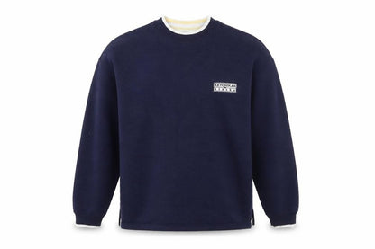 Front view of J. America men’s blue jumper, size M