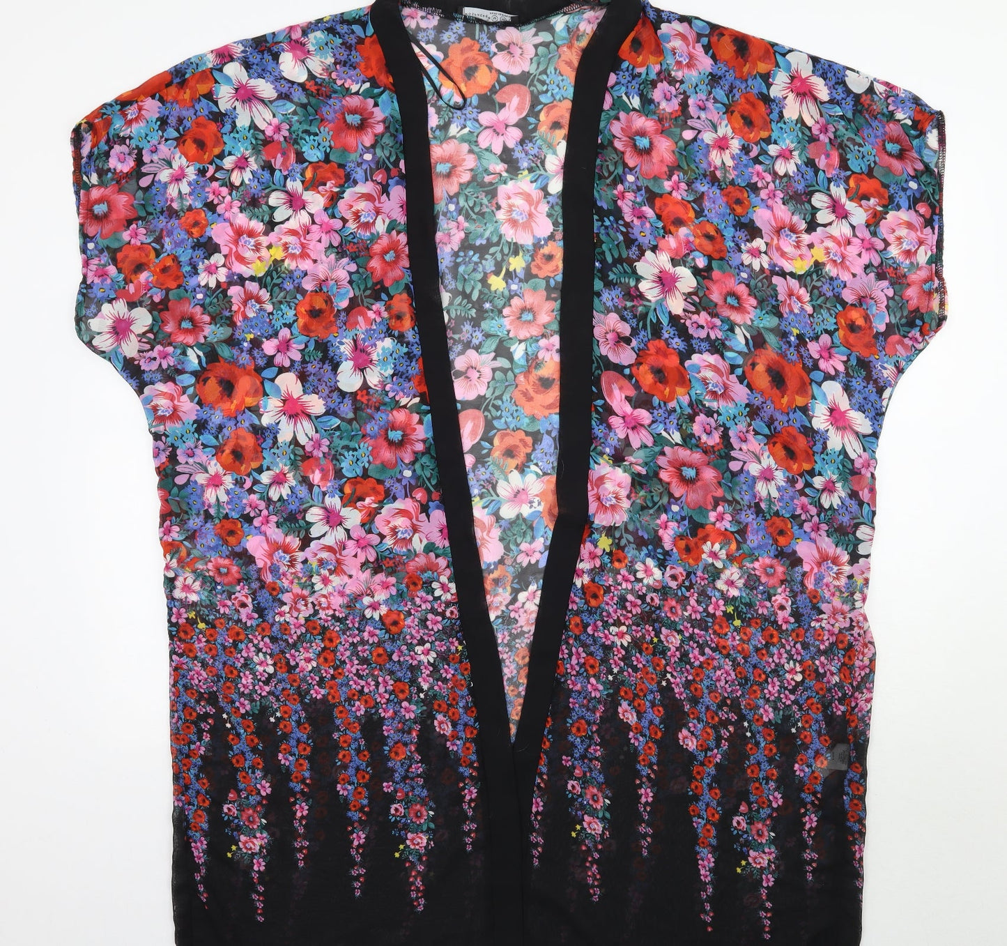 Primark Womens Black Floral  Cardigan Jumper Size M