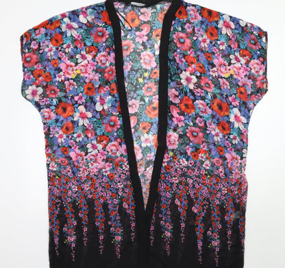 Primark Womens Black Floral  Cardigan Jumper Size M
