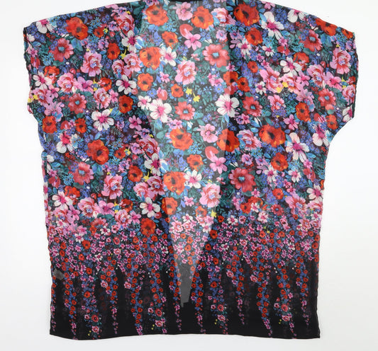 Primark Womens Black Floral  Cardigan Jumper Size M