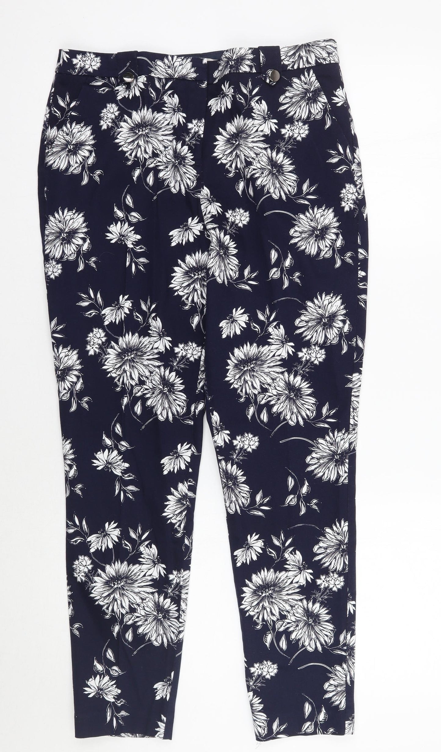 George Womens Blue Floral  Trousers  Size 10 L27 in