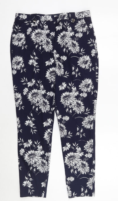 George Womens Blue Floral  Trousers  Size 10 L27 in