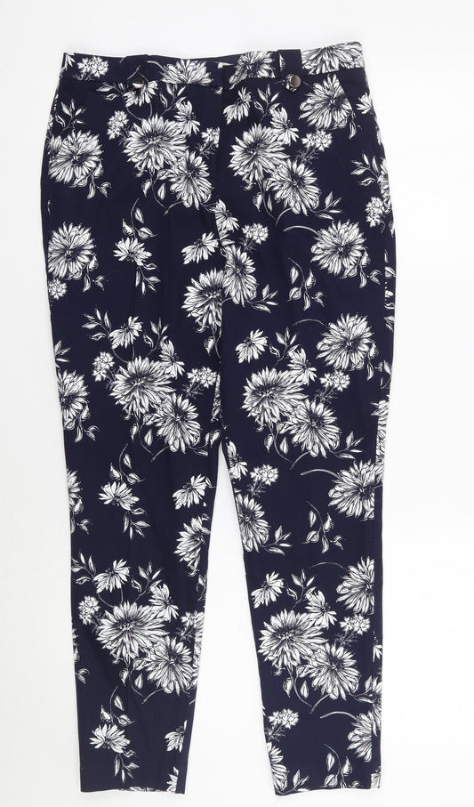 George Womens Blue Floral  Trousers  Size 10 L27 in