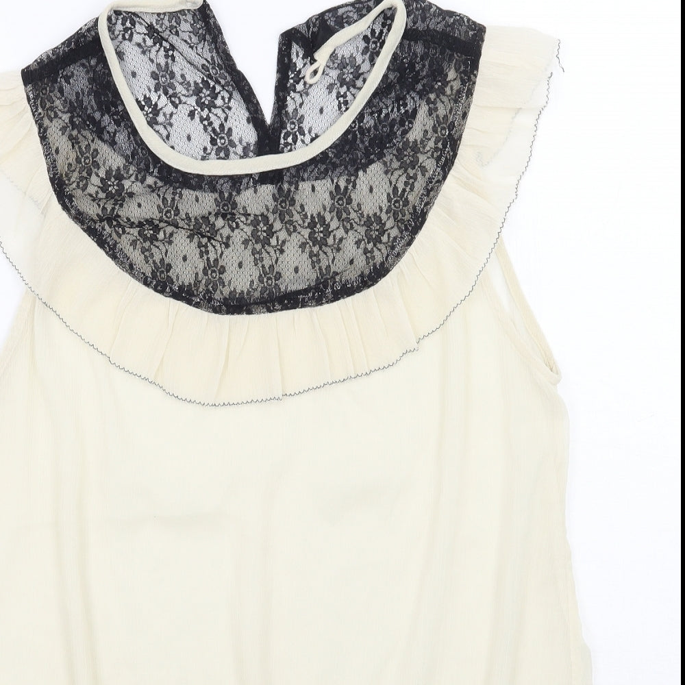 F&F Womens Ivory Floral  Basic Blouse Size 12