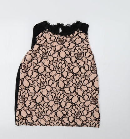 F&F Womens Black Floral  Basic Blouse Size 10