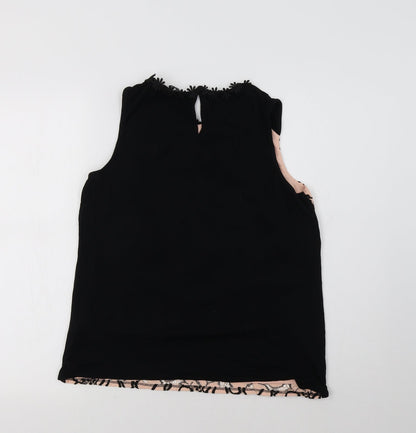 F&F Womens Black Floral  Basic Blouse Size 10