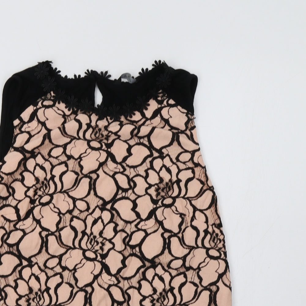 F&F Womens Black Floral  Basic Blouse Size 10