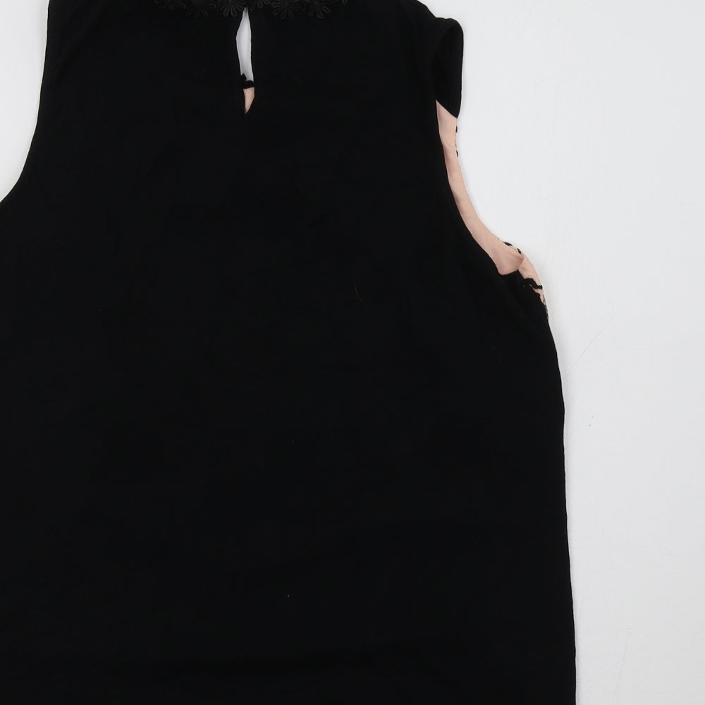 F&F Womens Black Floral  Basic Blouse Size 10