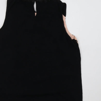 F&F Womens Black Floral  Basic Blouse Size 10