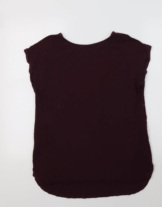 F&F Womens Purple Floral  Basic Blouse Size 10