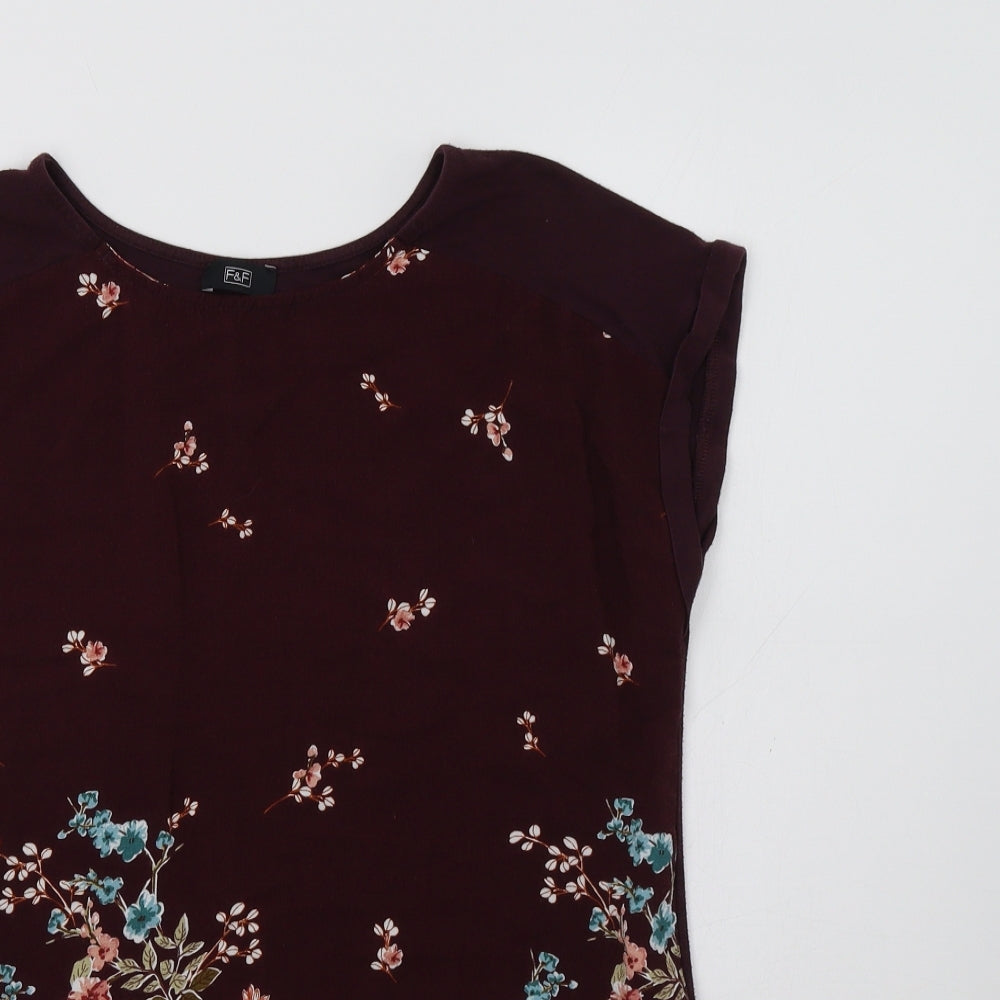 F&F Womens Purple Floral  Basic Blouse Size 10